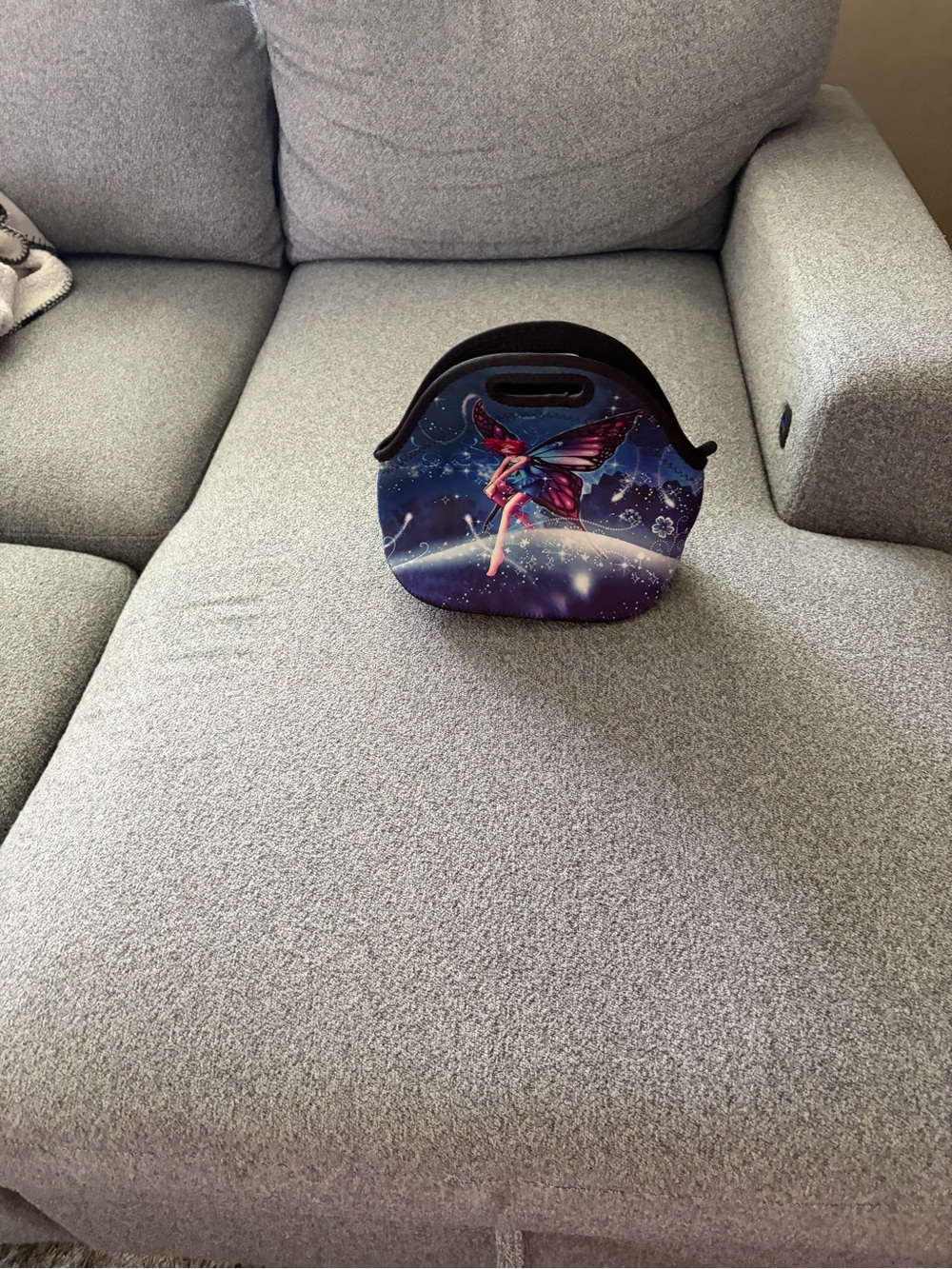 Fairy Fantasy Round Neoprene Tote - Purple